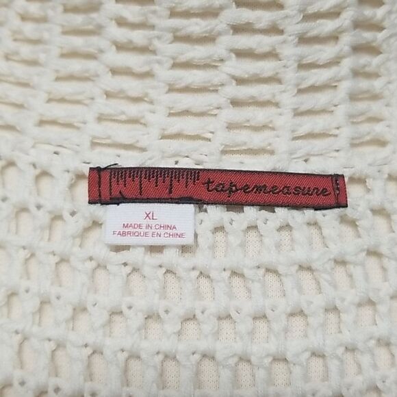 Anthropologie Tapemeasure Cream Ivory Silk Blend Open Knit Button Cardigan Large - Picture 6 of 8